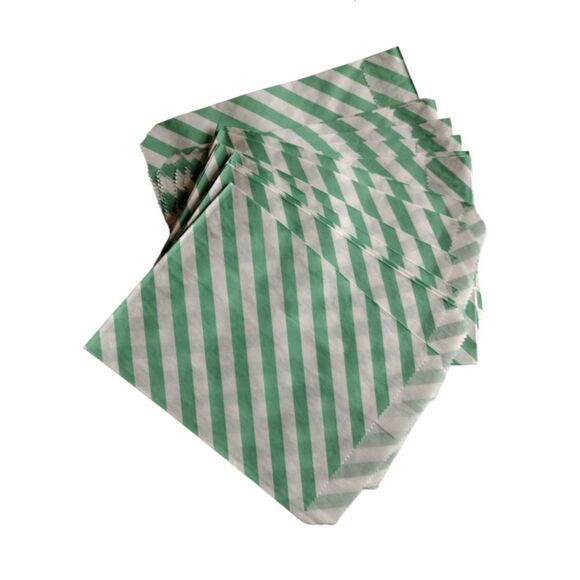 Craft Clouds 5X7 Paper Gift Bags Candy Teal Stripes‎ Merchandise Bag 100 Pcs - Picture 1 of 5